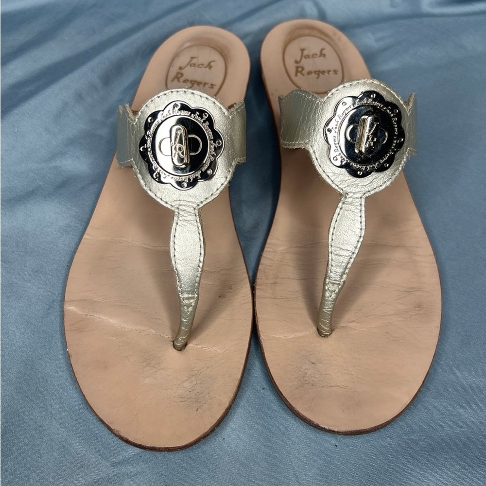 Jack Rogers Larissa Sandal Pewter Turn Lock Size 7